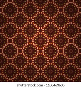 Ethnic design in red, white and brown tones. Mandala art, boho chic. Round seamless pattern with many details. Vector mandala with flowers and geometric elements. Arabic, indian, oriental motif.