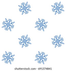 Ethnic design seamless pattern with traditional tribal motifs. Mayan fabric, geometric decorative navajo print, american indian pattern, ethnical symbols. Winter decor with abstract snowflakes.