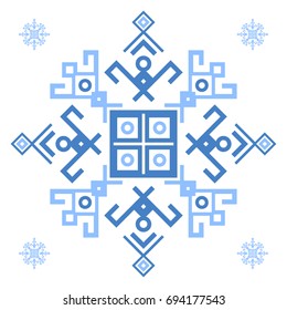 Ethnic design with traditional tribal motifs of crooked lines, triangles, squares, circles. Scrapbook swatch, mayan symbol, ethnic pattern geometric decoration. Embroidery style clothes ornament.