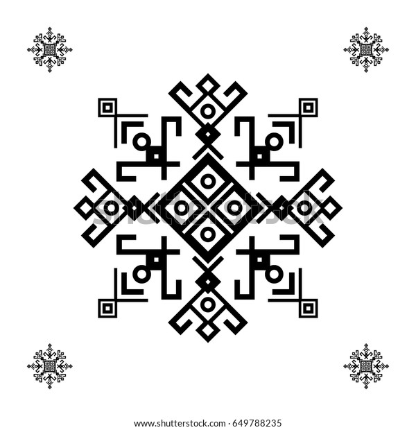 曲がりくねった線 三角形 正方形 円で構成される 伝統的な部族のモチーフを持つ民族デザイン マヤのシンボル 幾何学模様の装飾 刺しゅう様式の服飾 のベクター画像素材 ロイヤリティフリー