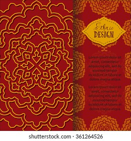 Ethnic design. Vector background. Vintage Round Ornament Pattern. The Greeting Card or Invitation. Decorative Elements for Card or any other kind of Design.