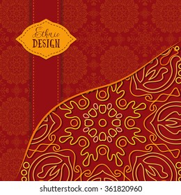 Ethnic design. Vector background. Vintage Round Ornament Pattern. The Greeting Card or Invitation. Decorative Elements for Card or any other kind of Design.