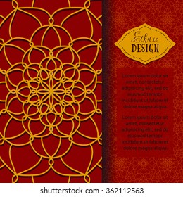Ethnic design. Vector background. Vintage Round Ornament Pattern. The Greeting Card or Invitation. Decorative Elements for Card or any other kind of Design.