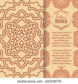 Ethnic design. Vector background. Vintage Ornament Pattern. The Greeting Card or Invitation. Decorative Elements for Card or any other kind of Design.