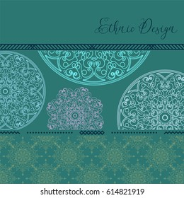 Ethnic design. Vector background. Vintage Ornament Pattern. The Greeting Card or Invitation. Decorative Elements for Card or any other kind of Design.