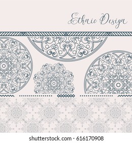 Ethnic design. Vector background. Vintage Ornament Pattern. The Greeting Card or Invitation. Decorative Elements for Card or any other kind of Design.