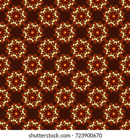 Ethnic design. Vector repeating geometric mesh tiles. Striped pattern with ethnic tribal motifs, zigzag lines, Mandalas, brushstrokes paint in red, yellow and brown colors. Tribal seamless pattern.