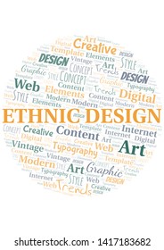Ethnic Design word cloud. Wordcloud made with text only.