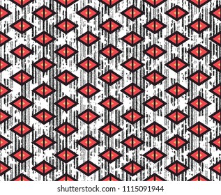ethnic diamonds seamless pattern red