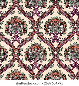 ethnic digital and textile floral pattern design