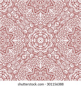 Ethnic doodle seamless pattern. Mehndi henna indian design for textile, cards, background, wrapping paper, packing. Vector illustration