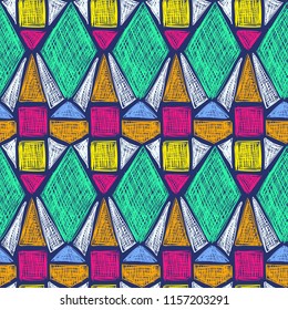 Ethnic doodles pattern. Tribal print. Simple sketch background. Aztec. Abstract geometric fabric. Cloth design. Fashion. Textile ornament. Hand drawn seamless vector.