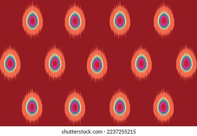 Ethnic dot abstract ikat art. Seamless pattern in tribal vector, colorful  folk art, orange  and red aztec geometric art ornament print.Design for carpet, textile, fabric, wall paper, cover, clothing
