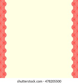 Ethnic double edge red border on white background. Pattern with geometric ornament. Abstract ornate element for your design with copy space for text. Vector illustration