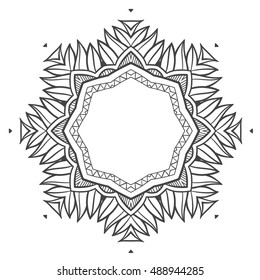 Ethnic drawing. Mandala.   Isolated on white background. 