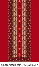 Ethnic dress, shirts pattern. Ethnic neckline red color embroidery pattern. Vector ethnic geometric neckline Navajo traditional pattern. Tribal art shirts fashion. Neck embroidery border ornaments.