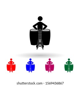 Ethnic drum player multi color icon. Simple glyph, flat vector of music icons for ui and ux, website or mobile application