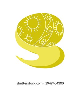 Ethnic Easter alphabet. Decorative letter S. Pattern with sun