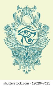 Ethnic Egyptian symbol of the god Ra with an eye