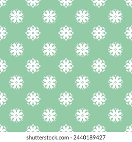 ethnic elegant white geometric floral motif seamless pattern for tile, bags, wrapping and textile on mint green color background.