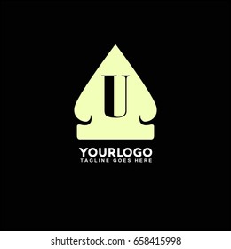 Ethnic element of ancient civilization.Linear Gold Logo template for Cafe, Hotel, Restaurant. Letter U