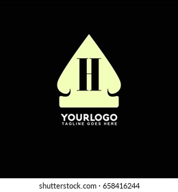 Ethnic element of ancient civilization.Linear Gold Logo template for Cafe, Hotel, Restaurant. Letter H