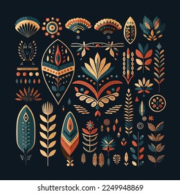 Ethnic element patterns seamless vector resizable 