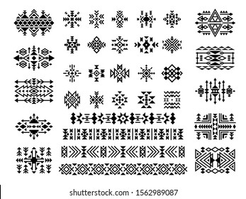 Ethnic elements. African native aztec art tattoo dividers tribal triangle decoration shapes vector pictures collection