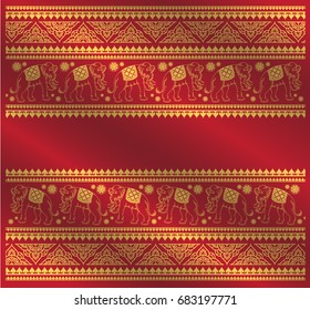 Ethnic elephant pattern background vector