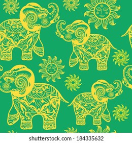 Ethnic elephant seamless pattern