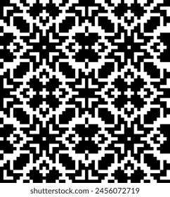Patrón geométrico de bordado étnico en blanco y negro. Imagen de Vector 

