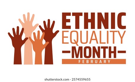 Ethnic Equality Month background banner or poster design template. observed every year in February. Holiday concept. Use to any Template, card, poster, placard, template.