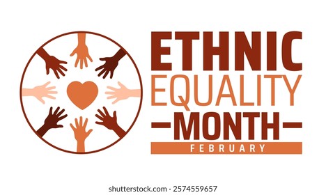 Ethnic Equality Month background banner or poster design template. observed every year in February. Holiday concept. Use to any Template, card, poster, placard, template.