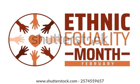 Ethnic Equality Month background banner or poster design template. observed every year in February. Holiday concept. Use to any Template, card, poster, placard, template.