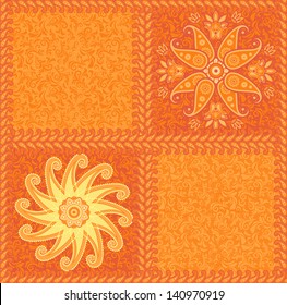 Ethnic exotic ornamental orange seamless pattern