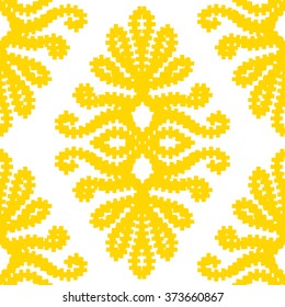 Ethnic fabric damask pattern seamless vector background tile
