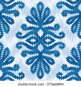 Ethnic fabric damask pattern seamless vector background tile
