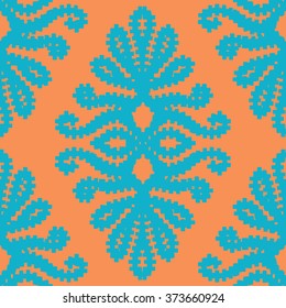 Ethnic fabric damask pattern seamless vector background tile
