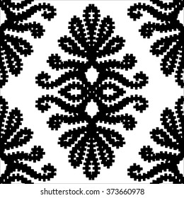 Ethnic fabric damask pattern seamless vector background tile
