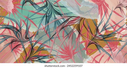 Ethnischer Stoff-Mode-Stil mit nahtlosem floralen Blattmuster. Vektorillustration