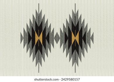 Patrón de tela étnica, crema, amarillo, negro, formas geométricas para textiles y ropa, mantas, alfombras, mantas, ilustración vectorial.