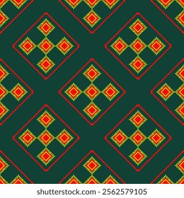 Ethnic fabric pattern Designed from geometric shapes Asian style fabric pattern Used for home decoration work