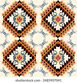 Ethnic fabric pattern geometric and African Ikat embroidery Ethnic style, for texture, clothing, wrapping,decoration,carpet.