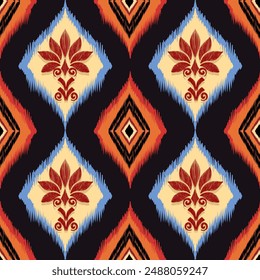 Ethnic fabric pattern geometric and African Ikat embroidery Ethnic style, for texture, clothing, wrapping,decoration,carpet.