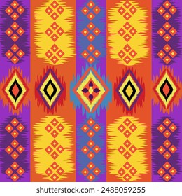 Ethnic fabric pattern geometric and African Ikat embroidery Ethnic style, for texture, clothing, wrapping,decoration,carpet.