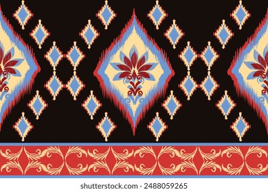 Ethnische Stoffmuster geometrische und afrikanische Ikat Stickerei Ethnischer Stil, für Textur, Kleidung, Verpackung, Dekoration, Teppich.