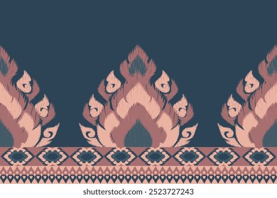 Ethnic fabric pattern geometric and African Ikat embroidery Ethnic on blue-green tone style, for texture, clothing, wrapping,decoration,carpet.