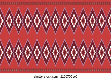 Estilo geométrico del tejido étnico. Sarong Aztec Patrón étnico oriental tradicional de fondo rojo. Resumen,vector,ilustración. uso para textura, ropa, envoltura, decoración, alfombra.