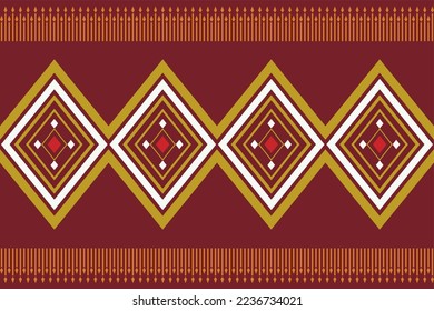 Ethnische Stoffmuster Muster geometrischen Stil. Sarong Aztec Ethnisch-orientalisches Muster traditionell roter Hintergrund. Abstrakt, Vektorgrafik, Illustration. Verwendung für Textur, Kleidung, Umhüllung, Dekoration, Teppich.