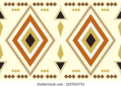 Ethnic fabric pattern geometric style. Sarong Aztec Ethnic oriental pattern traditional cream orange background. Abstract,vector,illustration. use for texture,clothing,wrapping,decoration,carpet.